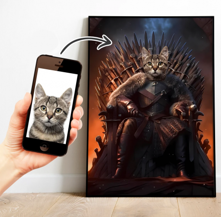 Portrete animale de companie - Portret personalizat - Pisica pe tronul de fier