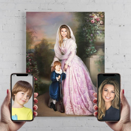 Portrete cupluri si familie - Portret personalizat - Ducesa cu baietelul ei