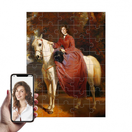 Portrete Legendare Puzzle - Puzzle cu Portret Personalizat - Doamna pe cal