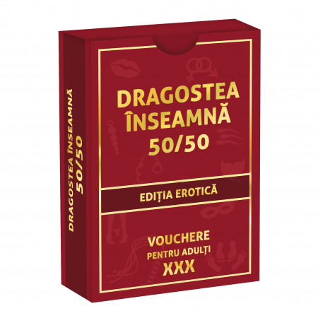 Cadouri - Vouchere erotice pentru cuplu, Dragostea inseamna 50/50, 100 de vouchere cu mesaje diferite