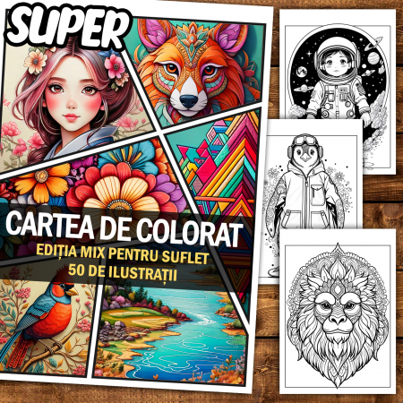Super cartea de colorat, 50 de ilustratii - Mix pentru suflet, 106 pagini [1]