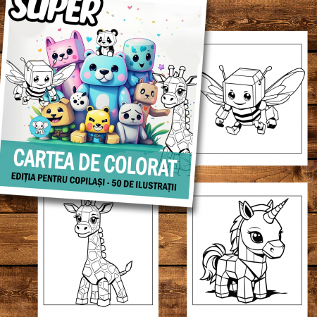 Super cartea de colorat antistres , 50 de ilustratii pentru copilasi, 106 pagini [1]