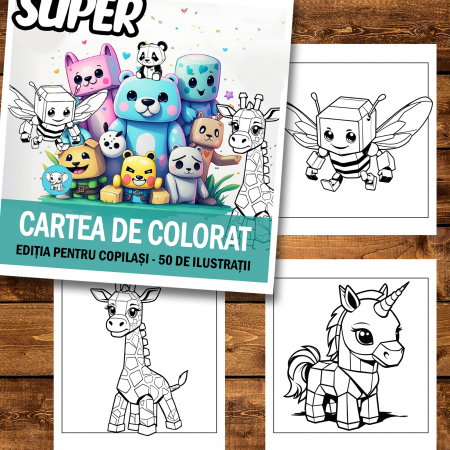 Super cartea de colorat antistres , 50 de ilustratii pentru copilasi, 106 pagini [1]