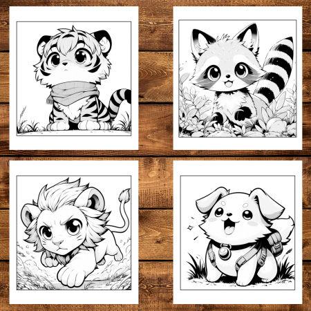 Super cartea de colorat antistres , Mix de 50 de ilustratii cu Animalute Kawaii, 106 pagini [3]