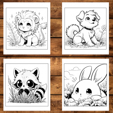 Super cartea de colorat antistres , Mix de 50 de ilustratii cu Animalute Kawaii, 106 pagini [2]