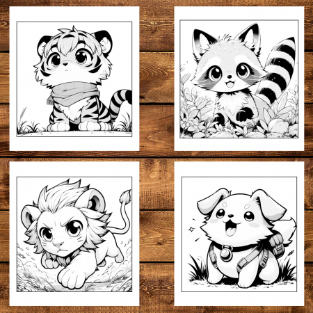 Super cartea de colorat antistres , Mix de 50 de ilustratii cu Animalute Kawaii, 106 pagini [3]