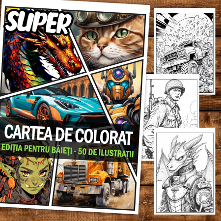 Super cartea de colorat pentru baieti, un mix de 50 de ilustratii, 106 pagini [1]