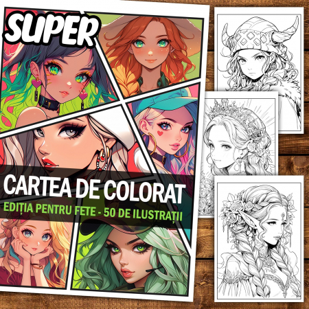 Super cartea de colorat pentru fete, un mix de 50 de ilustratii, 106 pagini [1]