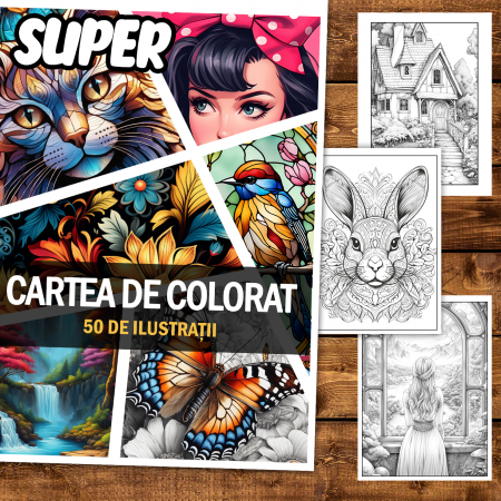 Super cartea de colorat pentru relaxare si antistres, un mix de 50 de ilustratii, 106 pagini [1]