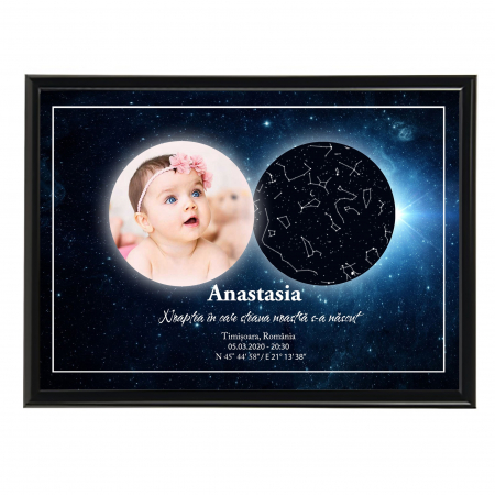 Harta Stelelor - Tablou personalizat cu harta stelelor, model zi de nastere