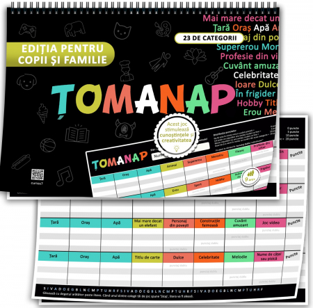 Jocuri pentru copii si familie - Tomanap - Editia pentru copii si familie: Jocul Cunostintelor si Creativitatii, format A4, 50 de foi