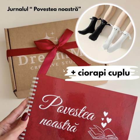 Jurnal pentru cupluri Povestea noastră + ciorapi cuplu