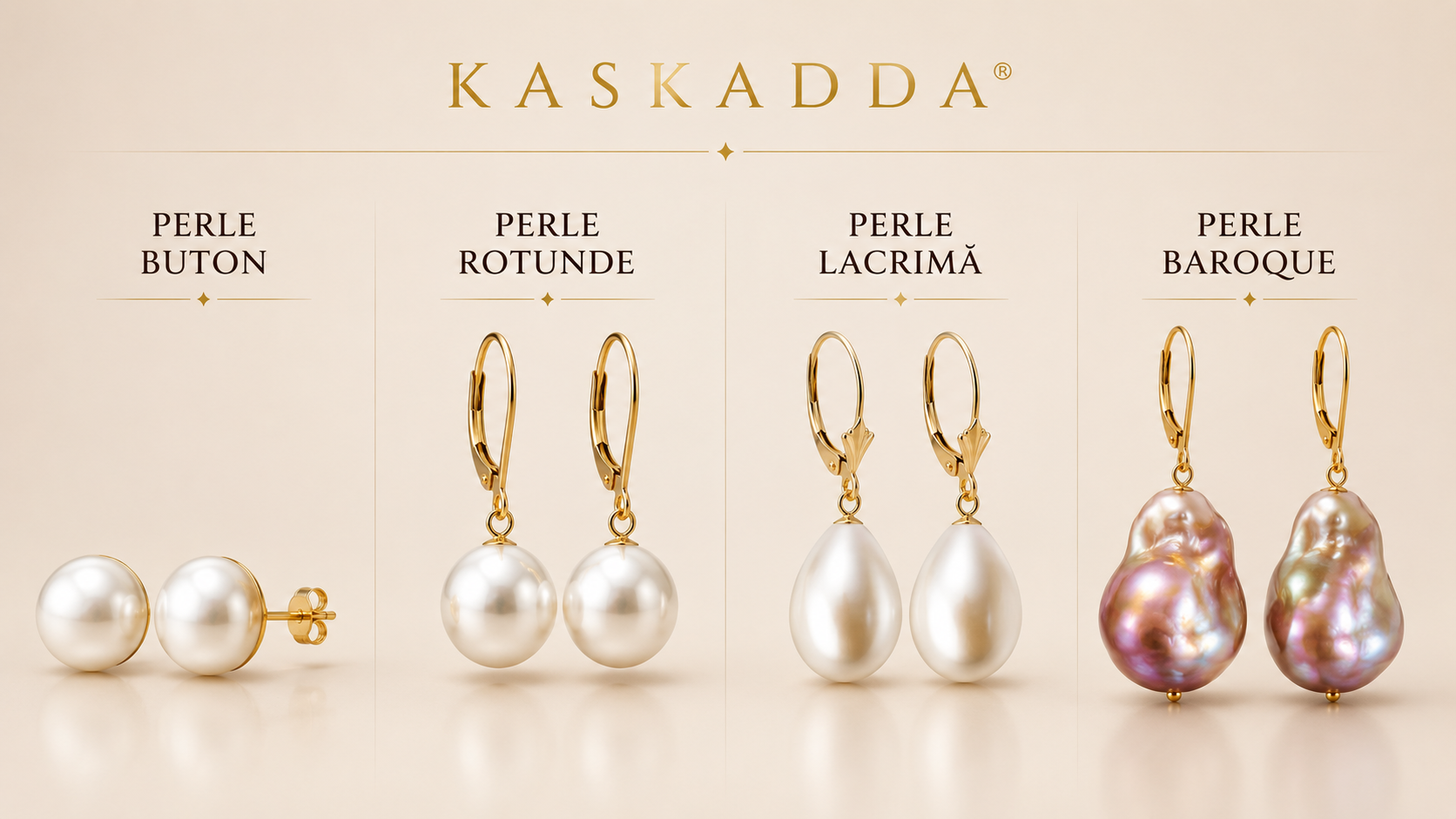 Cercei cu perle naturale – modele buton, rotunde, lacrimă și baroque | KASKADDA®