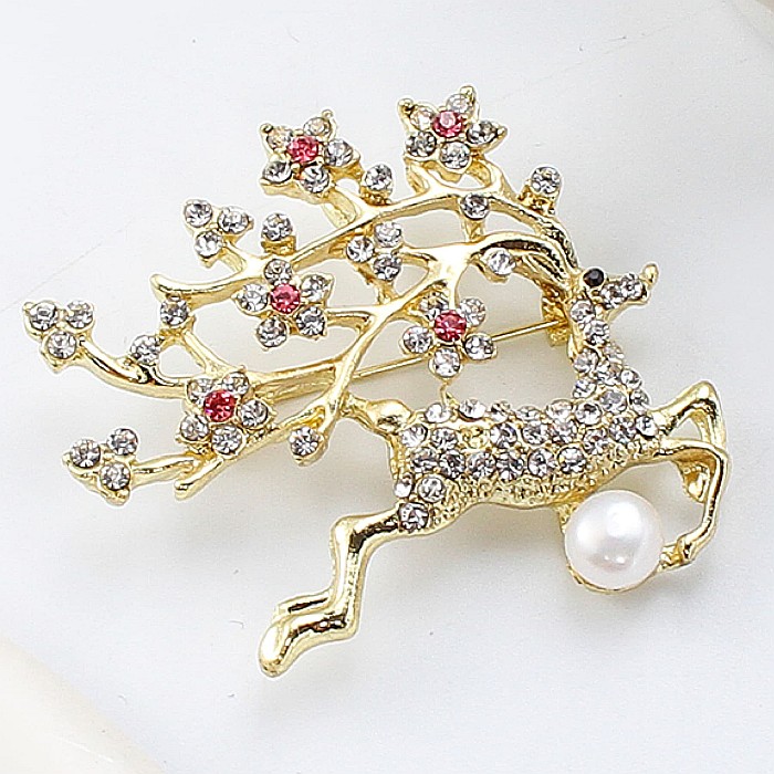Broșa Golden Deer cu Perlă Naturală [2]