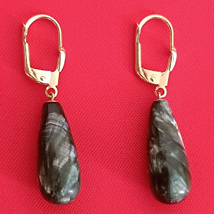 Cercei cu Pietre Semipretioase Rare de Serafinit - Piatra Ingerilor si Aur Galben | KASKADDA® [3]