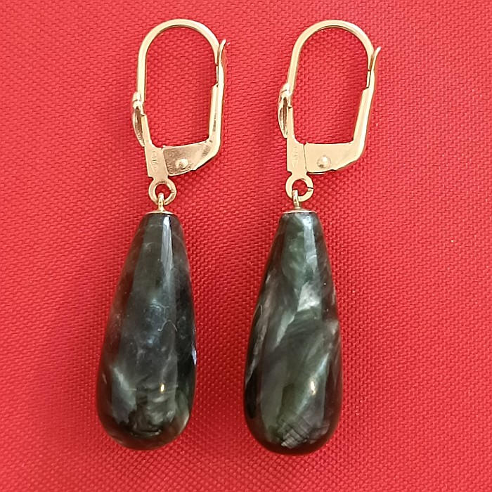 Cercei cu Pietre Semipretioase Rare de Serafinit - Piatra Ingerilor si Aur Galben | KASKADDA® [4]