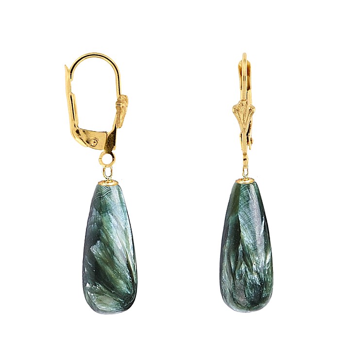 Cercei cu Pietre Semipretioase Rare de Serafinit - Piatra Ingerilor si Aur Galben | KASKADDA® [2]