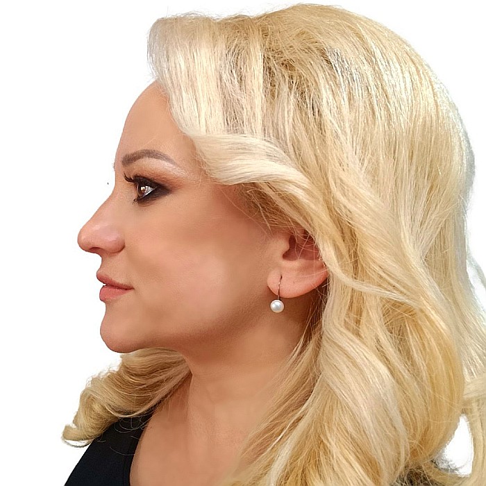 Cercei Perle Albe Buton, Argint 925, Tortiță Închisă | KASKADDA® [3]