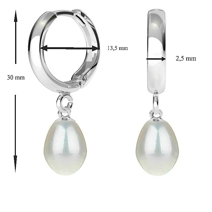 Cercei Perle Albe Teardrop, Tip Creole, Argint 925 | KASKADDA® [3]