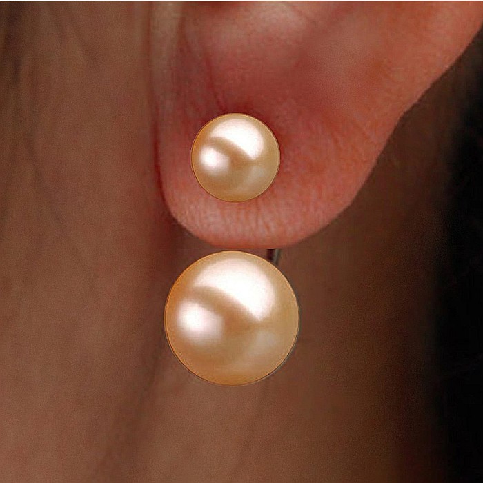 Cercei Perle Crem Double 2 în 1, 7–10 mm, Argint 925 Placat cu Platină | KASKADDA® [2]