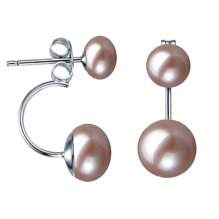 Cercei Perle Lavanda Double 2 în 1, 7–10 mm, Argint 925 Placat cu Platină | KASKADDA® [4]