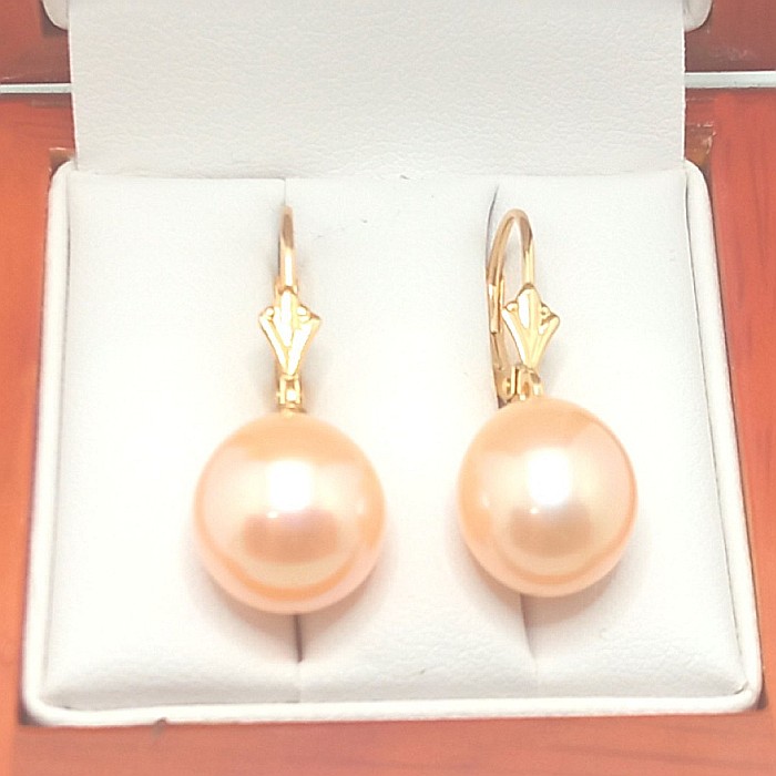 Cercei Perle Mari de 12/9 mm, Rare, Crem și Aur Galben 14K, Forma Lacrimă | KASKADDA® [3]