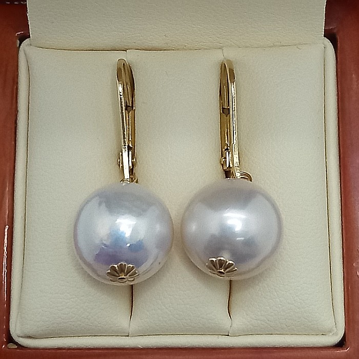 Cercei Perle Mari, Rare Edison de 13–13,5 mm și Aur Galben 14K, Frumusețe Remarcabilă | KASKADDA® [5]