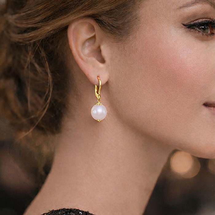 Cercei Perle Mari, Rare Edison de 13,5–14 mm și Aur Galben 14K, Spectacol Natural | KASKADDA® [3]