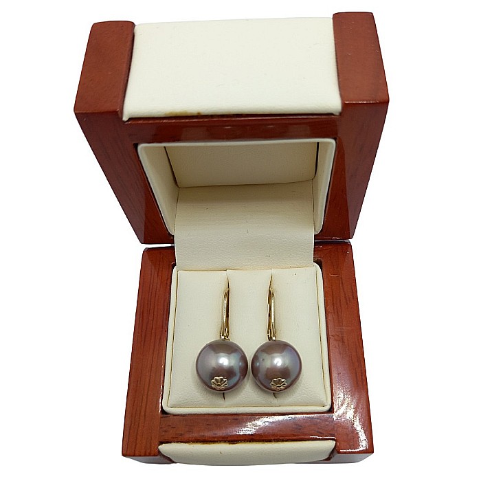 Cercei Perle Mari, Rare Edison Lavandă de 11,5–12 mm și Aur Galben 14K | KASKADDA® [7]