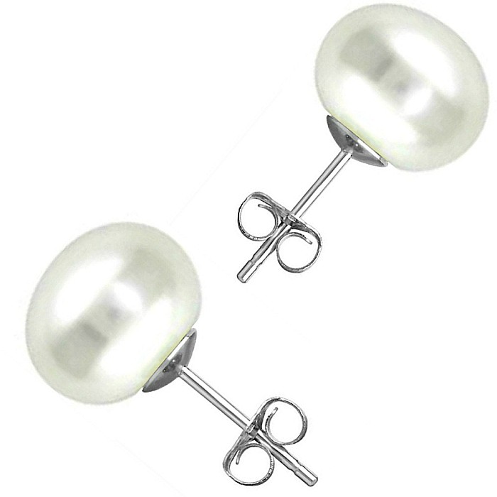 Cercei Perle Naturale 7 mm, Buton AAA, Aur Alb 14K (aur 585) | KASKADDA® [5]