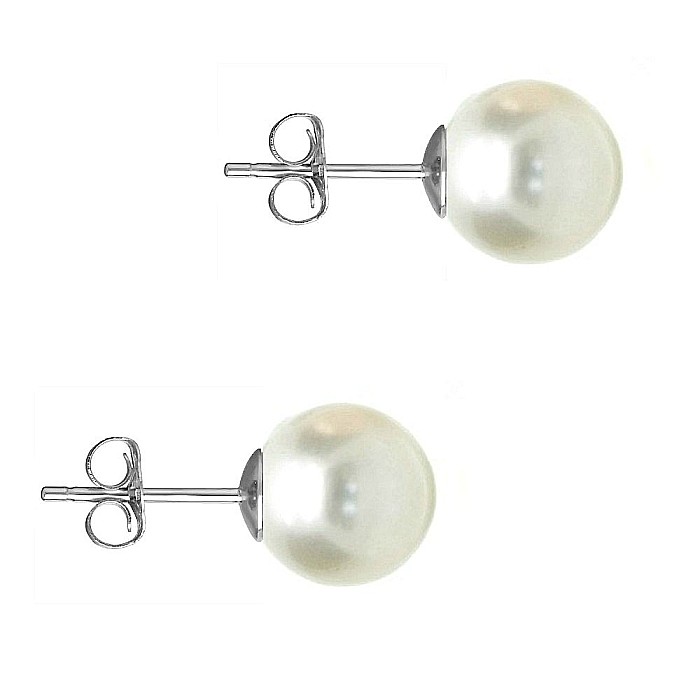 Cercei Perle Naturale 8–8,5 mm, Rotunde AAA, Aur Alb 14K (aur 585) | KASKADDA® [4]