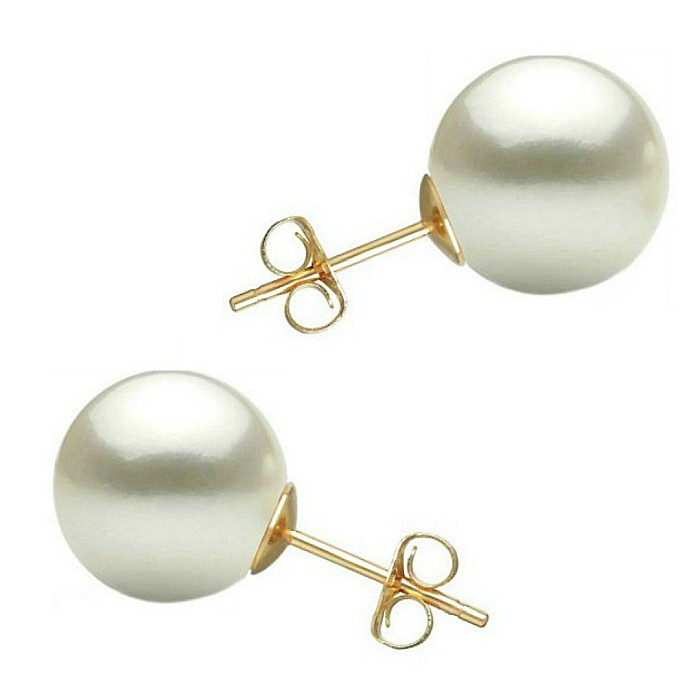 Cercei Perle Naturale Albe 8–8.5 mm, Rotunde, Calitate AAA, Aur 14K (aur 585)   | KASKADDA® [3]