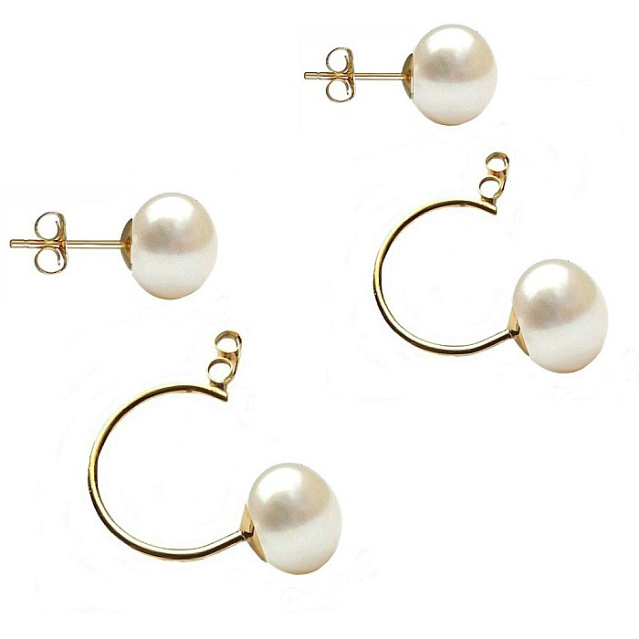 Cercei Perle Naturale Double 7 mm, Aur 14K (aur 585), Simetrici și Versatili | KASKADDA® [2]