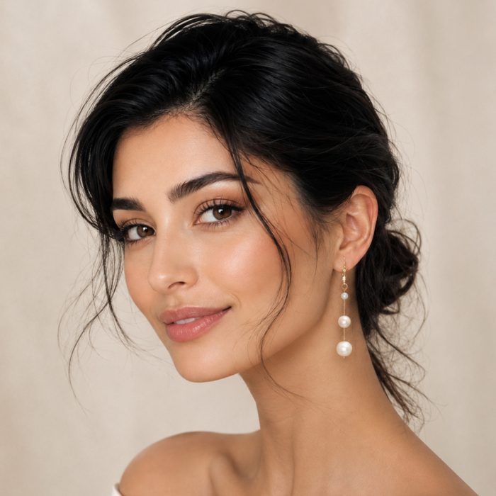 Cercei Perle Naturale Lungi Tripli, Aur 14K (aur 585) | KASKADDA® [2]