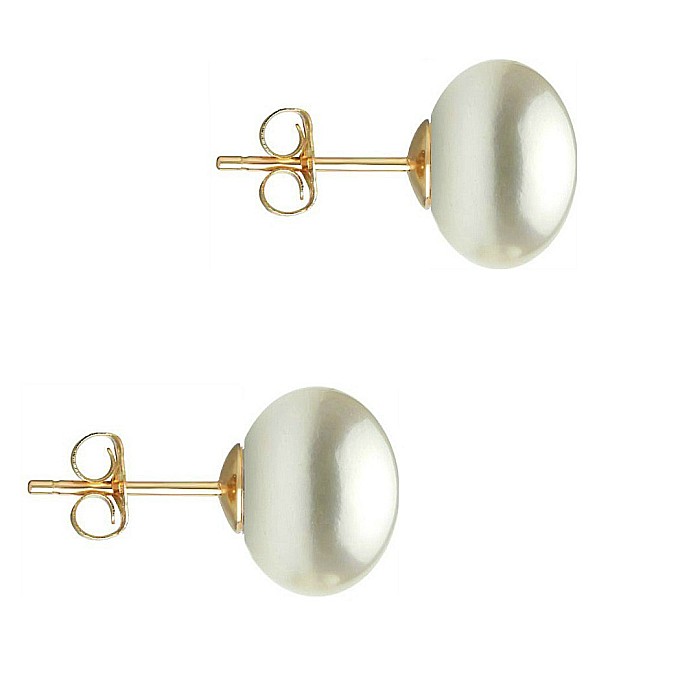 Cercei Perle Naturale Mari, Albe, 9–10 mm, Buton AAA, Aur 14K (aur 585), Tip Șurub | KASKADDA® [7]