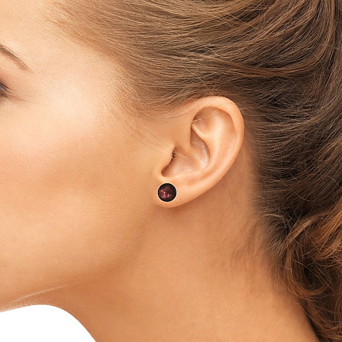 Cercei Perle Naturale Roșu Vin 7–8 mm, AAA, Aur 14K (aur 585), Tip Șurub cu Fluturași Silicon | KASKADDA® [2]