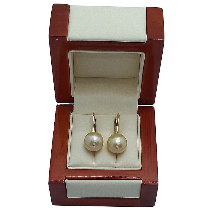 Cercei Perle South Sea Aurii de 10–10,5 mm și Aur Galben 14K, Forma Rotundă | KASKADDA® [5]