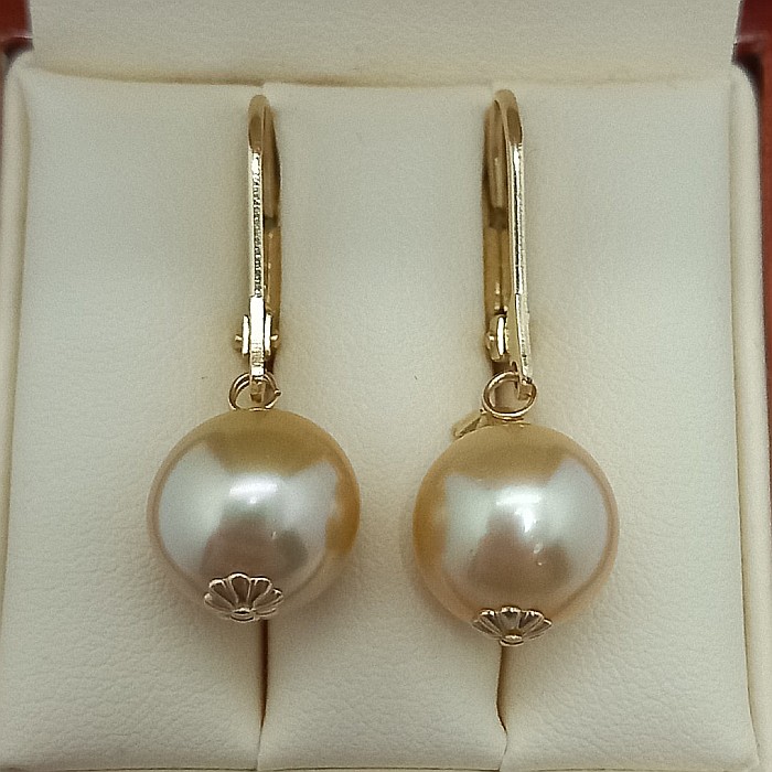 Cercei Perle Rare South Sea Aurii de 10–10,5 mm și Aur Galben 14K, Bijuterie de Lux | KASKADDA® [4]