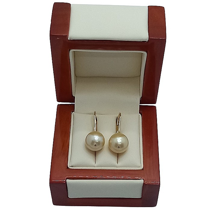 Cercei Perle Rare South Sea Aurii de 10,5–11 mm și Aur Galben 14K, Forma Rotundă | KASKADDA® [2]