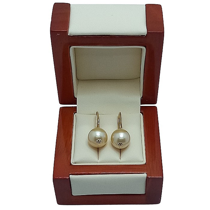 Cercei Perle South Sea Aurii de 10,5–11 mm și Aur Galben 14K, Perle Rare | KASKADDA® [4]