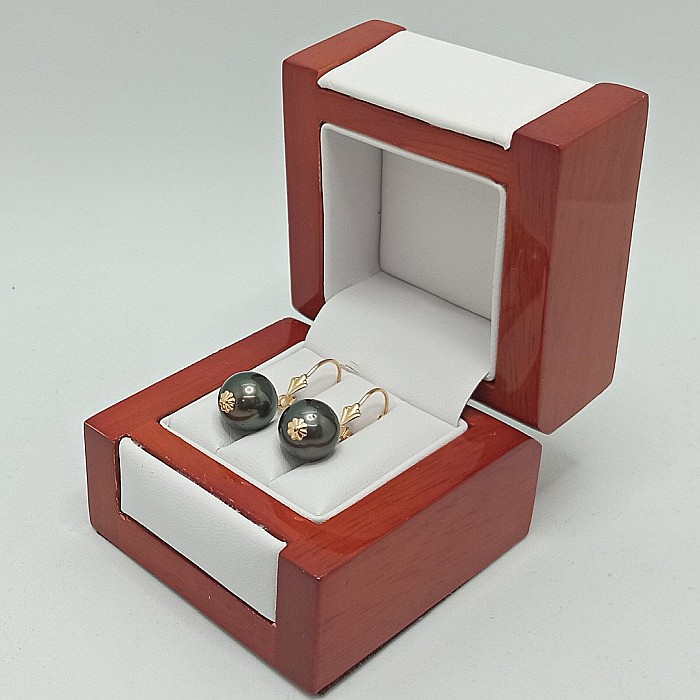 Cercei Perle Tahitiene de 9-10 mm și Aur Galben 14K, Forma Rotundă | KASKADDA® [2]