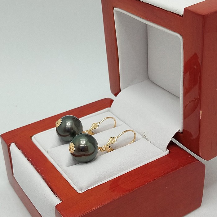 Cercei Perle Tahitiene de 10-11 mm și Aur Galben 14K, Forma Rotundă | KASKADDA® [7]