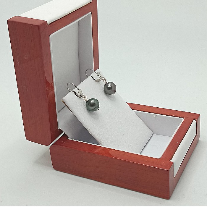 Cercei Perle Tahitiene de 8-9 mm și Aur Alb 14K, Forma Rotundă | KASKADDA® [5]