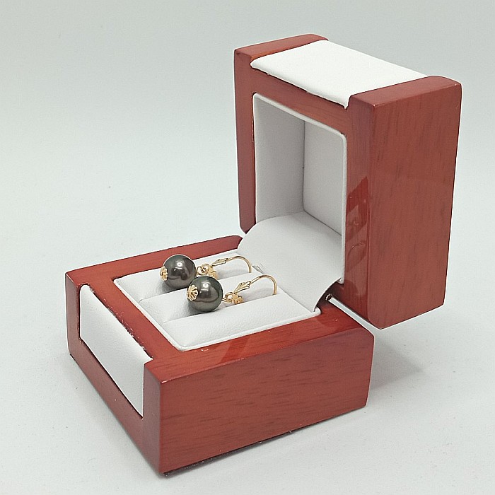 Cercei Perle Tahitiene de 8-9 mm și Aur Galben 14K, Forma Rotundă | KASKADDA® [2]