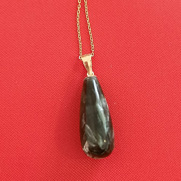 Colier cu Pandantiv Aur cu Piatra Semipretioasa de Serafinit - Piatra Ingerilor [2]