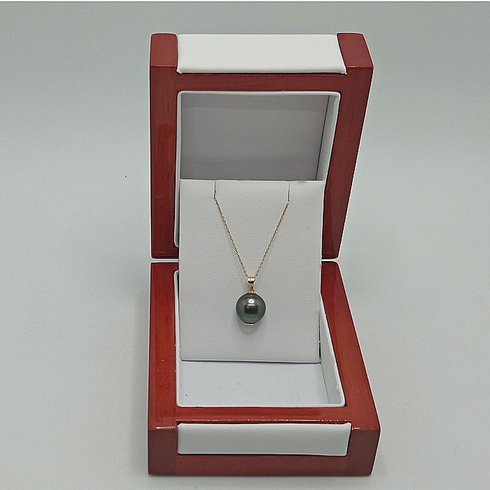 Colier cu Pandantiv Aur si Perlă Naturală Tahitiană 10-11 mm, AAA, Aur Galben 14K cu Pandantiv | KASKADDA® [2]