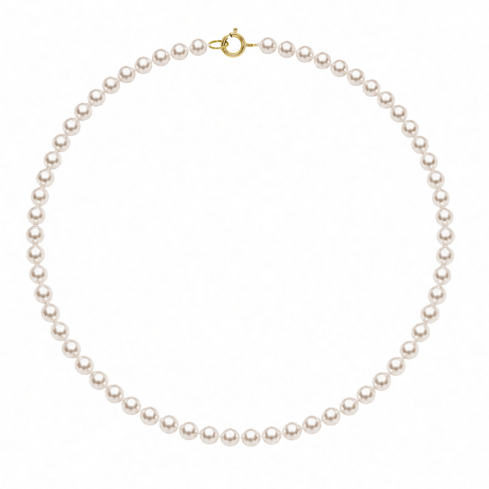 Colier cu Perle Albe la Baza Gatului, de 4-5 mm, Perle Rare, Calitate AAA+, Aur 14K | KASKADDA® [3]