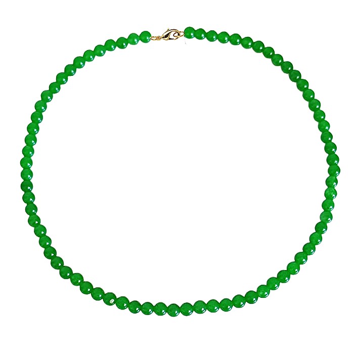 Colier Kaskadda cu Jad Natural Malaesian de 6 mm si Inchizatoare de Aur de 14 karate | KASKADDA® [6]