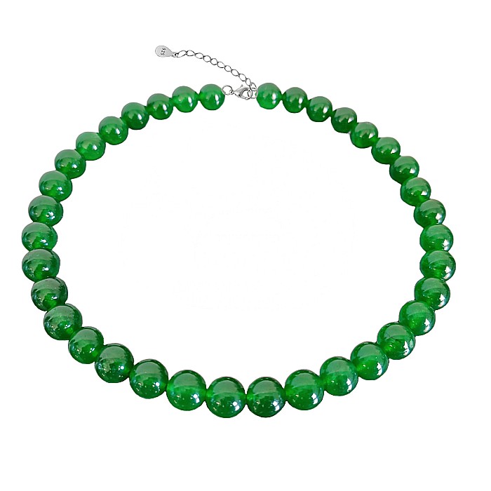 Colier Kaskadda cu Jad Verde Malaezian de 12 mm si Inchizatoare din Argint | KASKADDA® [4]