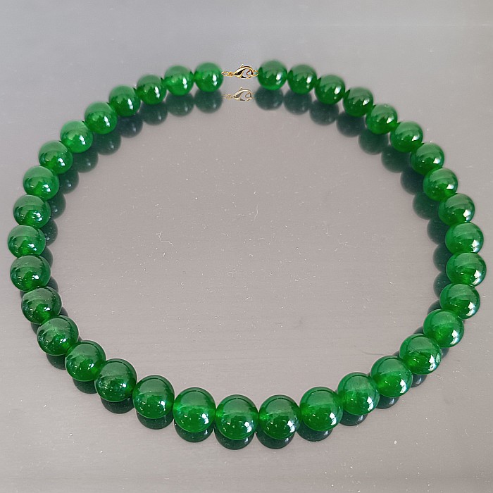 Colier Kaskadda cu Jad Verde Malaezian de 12 mm si Inchizatoare din Aur de 14 karate | KASKADDA® [2]